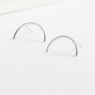 925 Sterling Silver Half Hoop Earring 1 Pair - White Gold - One Size