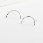 925 Sterling Silver Half Hoop Earring 1 Pair - White Gold - One Size