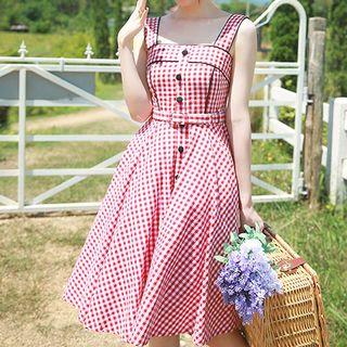Gingham Strap Dress