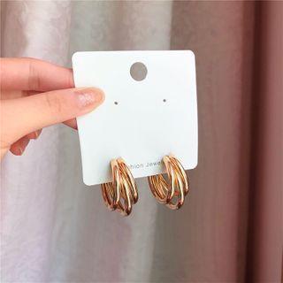 Multi-hoop Earring 1 Pair - 925 Silver - Gold - One Size