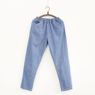 Embroidered Straight Leg Jeans
