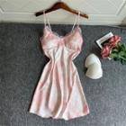 Lace Trim Print Suspender Sleep Dress