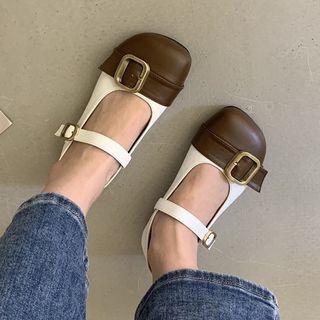 Cap-toe Buckled Mary Jane Shoes