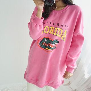 Graphic Brushed-fleece Lined Sweatshirt Dress