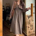 Spaghetti-strap Midi A-line Dress / Cropped Jacket