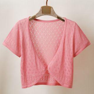 Crochet Lace Short-sleeve Open Front Cardigan