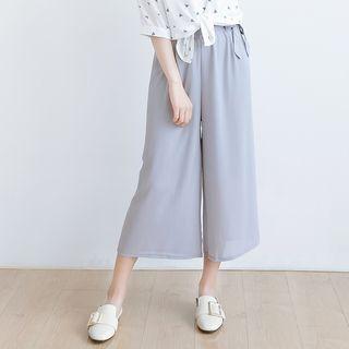 Plain Wide Leg Chiffon Culottes