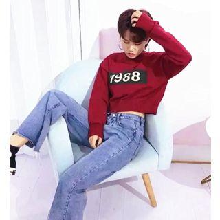 Number Cropped Sweater 1988 - Wine Red - One Size
