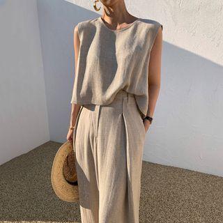 Crew Neck Tank Top / Wide Leg Pants