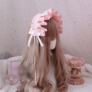 Lace Wrist Cuffs / Ruffled Lace Headpiece