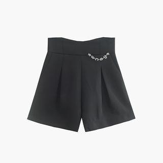 High Waist Rhinestone Lettering Shorts