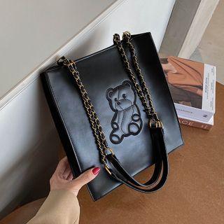 Bear Faux Leather Tote Bag