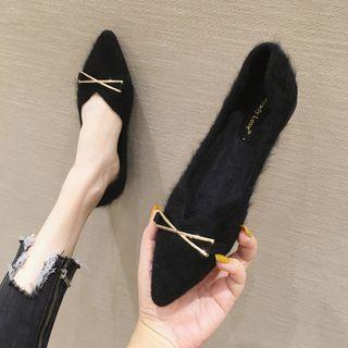 Buckle Pointy-toe Fluffy Flats