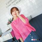 Elbow Sleeve Pointelle Knit Sweater