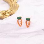 Carrot Resin Earring 1 Pr - Tangerine & Green - One Size