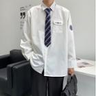 Set: Long-sleeve Embroidered Shirt + Necktie