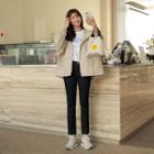 Hooded Letter-trim Zip-up Jacket