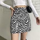 Zebra Print Chain Mini A-line Skirt