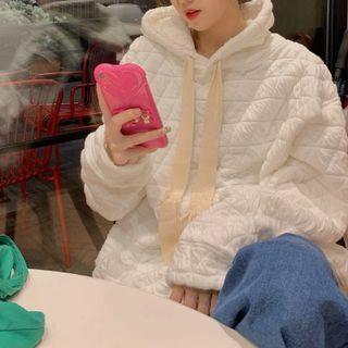 Plain Quilted Hoodie White - One Size