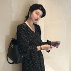 Floral Long Sleeve Dress Black - One Size