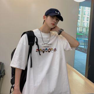 Cartoon Lettering Short-sleeve Top