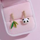 Panda & Bamboo Rhinestone Asymmetrical Dangle Earring 1 Pair - Silver Steel - Gold - One Size