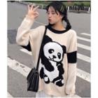Panda Print Sweater Almond - One Size