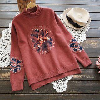 Printed Mock Neck Sweater
