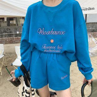 Long-sleeve Embroidered Sweatshirt / Shorts