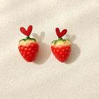 Sterling Silver Strawberry Stud Earring 1 Pair - Red - One Size
