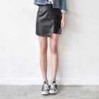 Cutout-hem Faux-leather Mini Skirt