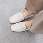 Genuine Leather Stitched Flat Loafers