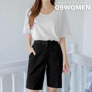 Plus Size Flat-front Bermuda Shorts