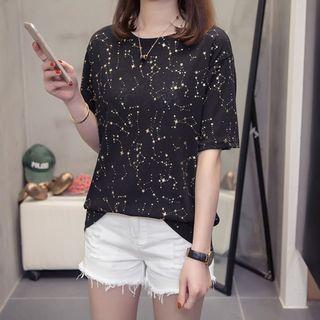 Short-sleeve Galaxy Print T-shirt