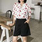 Short-sleeve Strawberry Print Shirt White - One Size
