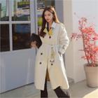 Faux-shearling Trench Coat With Belt