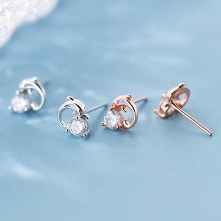 925 Sterling Silver Dolphin Rhinestone Earring