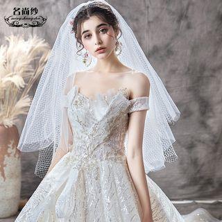 Sequined Accent Wedding Ball Gown