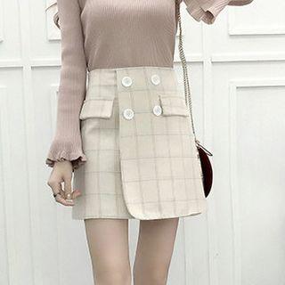 High Waist Plaid Mini Skirt