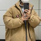 Mock Two Piece Lettering Padded Coat
