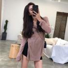 Long-sleeve Slit-side Sheer T-shirt