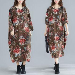Printed Midi Pullover Dress As Shown In Figure - One Size