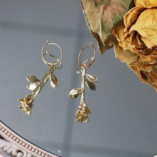 Rose Drop Earring 1 Pair - Gold - One Size