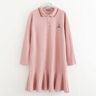 Long-sleeve Rabbit Embroidered Polo Dress