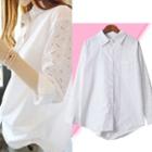 Perforated Long-sleeve Blouse