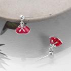 925 Sterling Silver Christmas Bell Earring Stud Earring - 1 Pair - Red - One Size