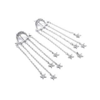 Fringed Rhinestone Earring 1 Pair - 1071 - Silver - One Size