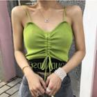 Lettering Drawstring Knit Cropped Camisole Top