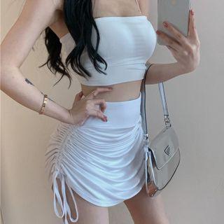 Camisole Top / Drawstring Mini Pencil Skirt