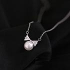 925 Sterling Silver Bow Faux Pearl Choker